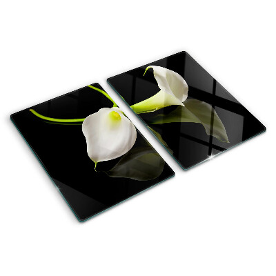 Schneidebrett glas Lilie auf schwarzem Hintergrund