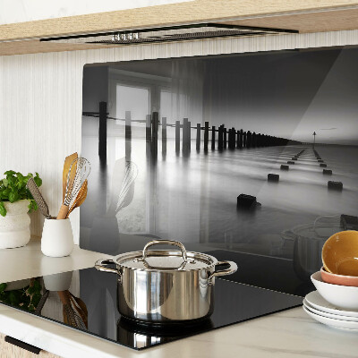 Schneidebrett glas Die Seebrücke in Schwarzweiß