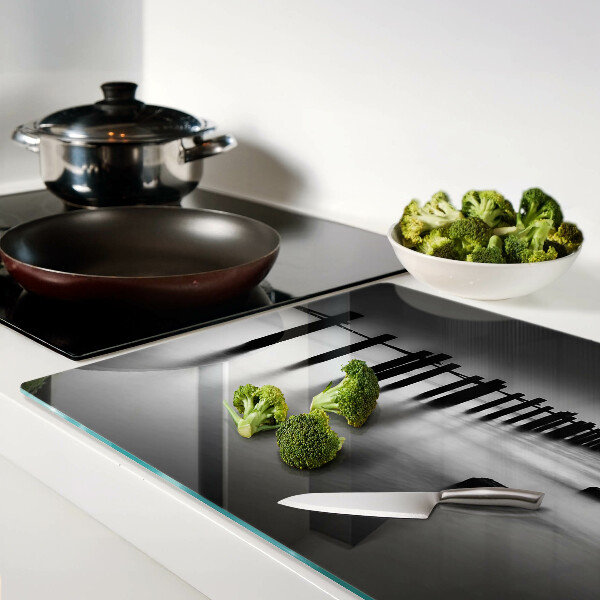 Schneidebrett Glas mit Motiv der Seebrücke in Schwarzweiß