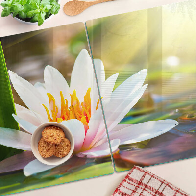 Schneidebrett mit Motiv 'Seerose im Sonnenlicht'