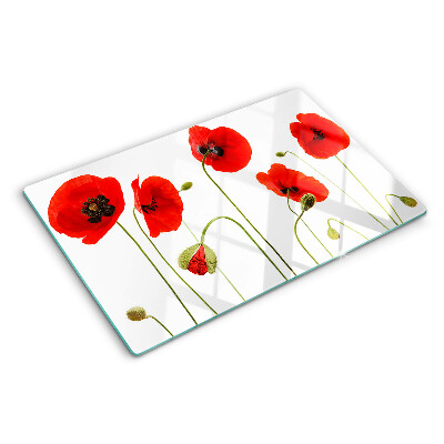 Schneidebrett glas Mohnblumenmotiv