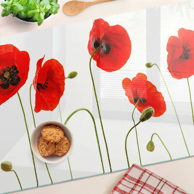 Schneidebrett glas Mohnblumenmotiv