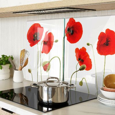 Schneidebrett glas Mohnblumenmotiv