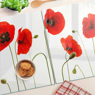 Schneidebrett glas Mohnblumenmotiv