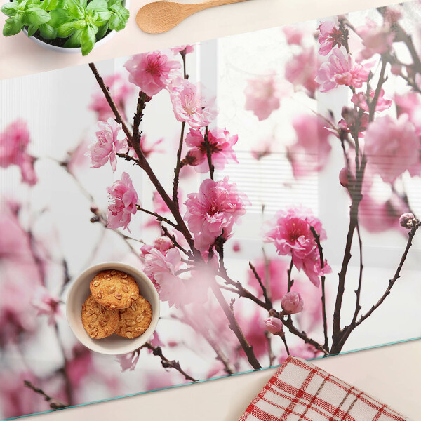 Schneidebrett glas Kirschblüten in voller Blüte