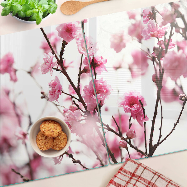 Schneidebrett glas Kirschblüten in voller Blüte