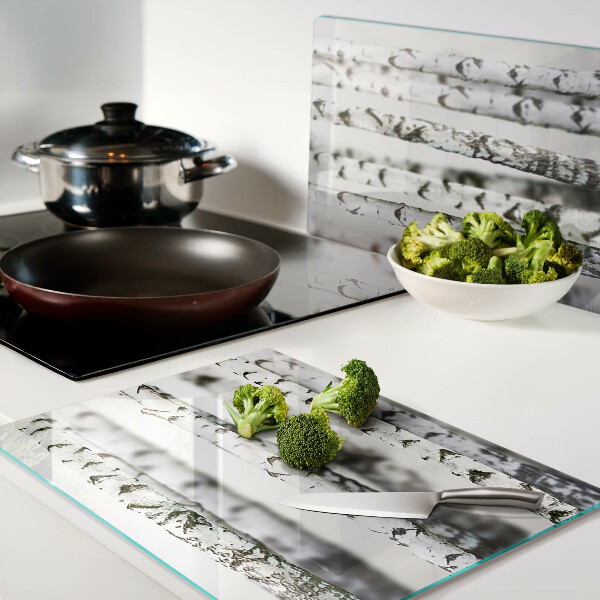 Schneidebrett glas Weiße Birken im Wald