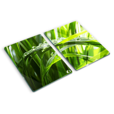 Schneidebrett Wassertropfen auf dem Gras