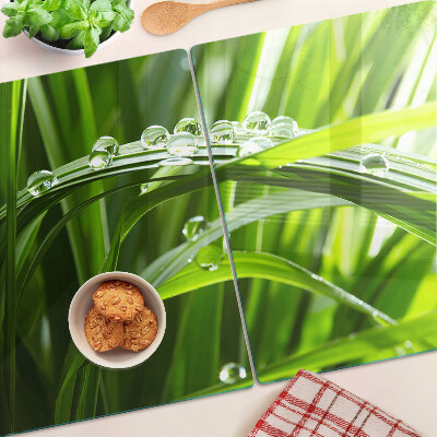 Schneidebrett Wassertropfen auf dem Gras