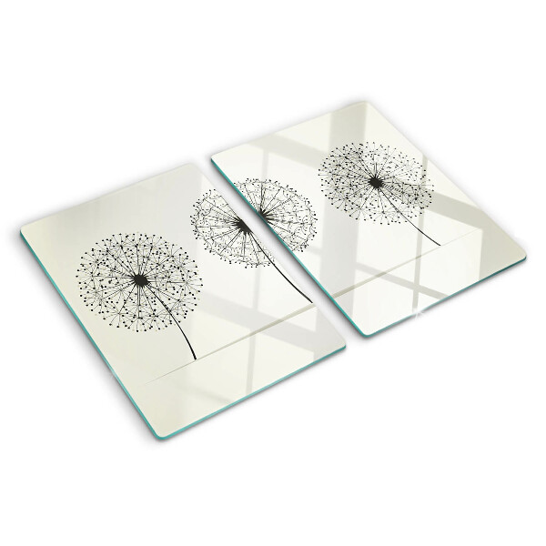 Schneidebrett Löwenzahn auf weißem Hintergrund