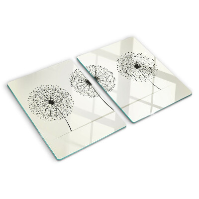 Schneidebrett Löwenzahn auf weißem Hintergrund