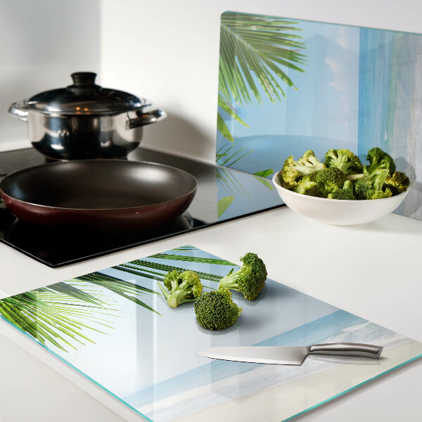 Schneidebrett glas Tropischer Strand mit Palmen