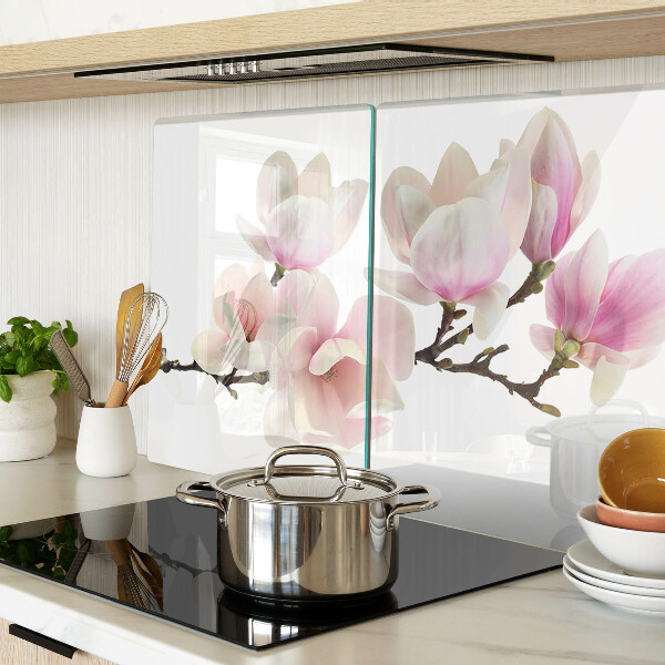 Glas schneidebrett Magnolienblüten an einem Zweig