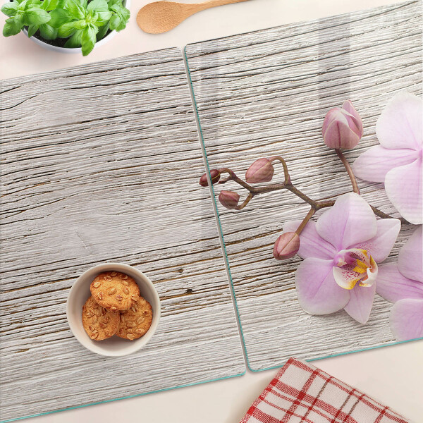 Schneidebrett Orchideen auf Holzgrund