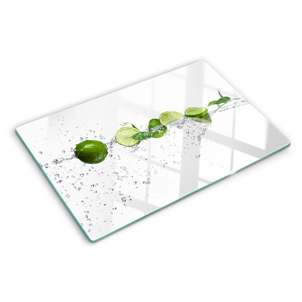 Schneidebrett glas Zitronen in Wasser