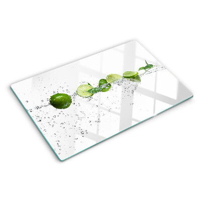 Schneidebrett Glas mit Motiv von Zitronen im Wasser
