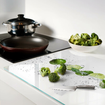 Schneidebrett Glas mit Motiv von Zitronen im Wasser