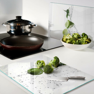 Schneidebrett Glas mit Motiv von Zitronen im Wasser