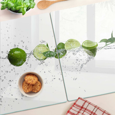 Schneidebrett Glas mit Motiv von Zitronen im Wasser