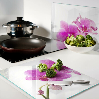 Glas schneidebrett Orchideen in Rosatönen