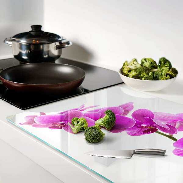 Schneidebrett Orchideenblüten in Rosatönen