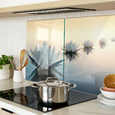 Schneidebrett Glas mit Wasserblumen in Pastelltönen