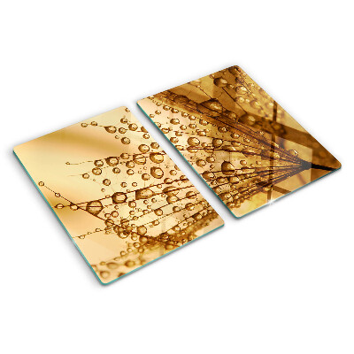 Schneidebrett mit Motiv von Wassertropfen auf einer Pflanze