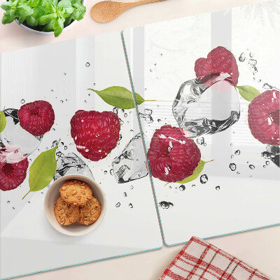 Glas schneidebrett Erdbeeren mit Eis