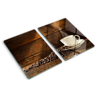 Schneidebrett Kaffee und eine Tasse