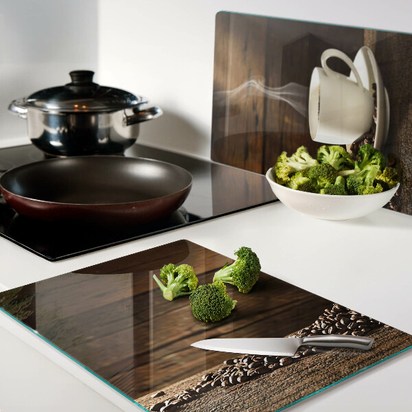 Schneidebrett mit Kaffeebecher-Motiv