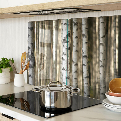 Schneidebrett mit Motiv weiße Birken im Wald