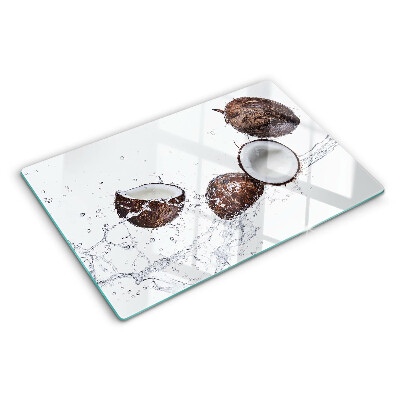 Schneidebrett mit Motiv von Kokosnüssen im Wasser