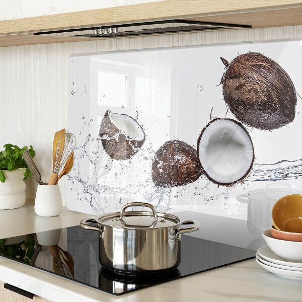 Schneidebrett mit Motiv von Kokosnüssen im Wasser