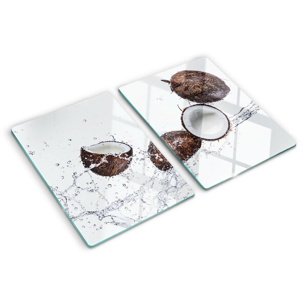 Schneidebrett mit Motiv von Kokosnüssen im Wasser