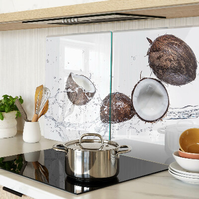 Schneidebrett mit Motiv von Kokosnüssen im Wasser