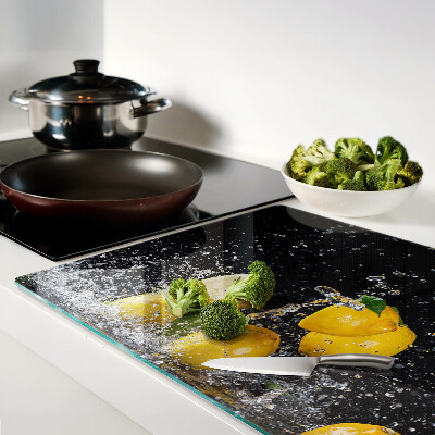 Glas-Schneidebrett mit Motiv von Zitronen im Wasser