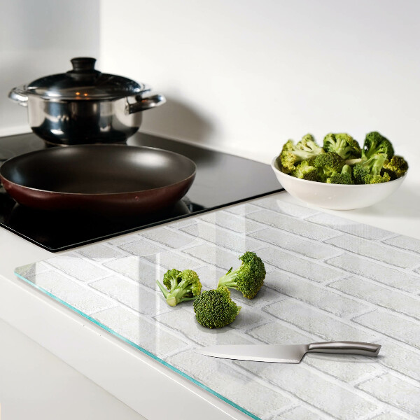 Schneidebrett Glas mit Ziegelmauer-Motiv