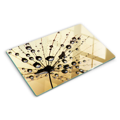 Schneidebrett mit Motiv von Wassertropfen auf einem Spinnennetz
