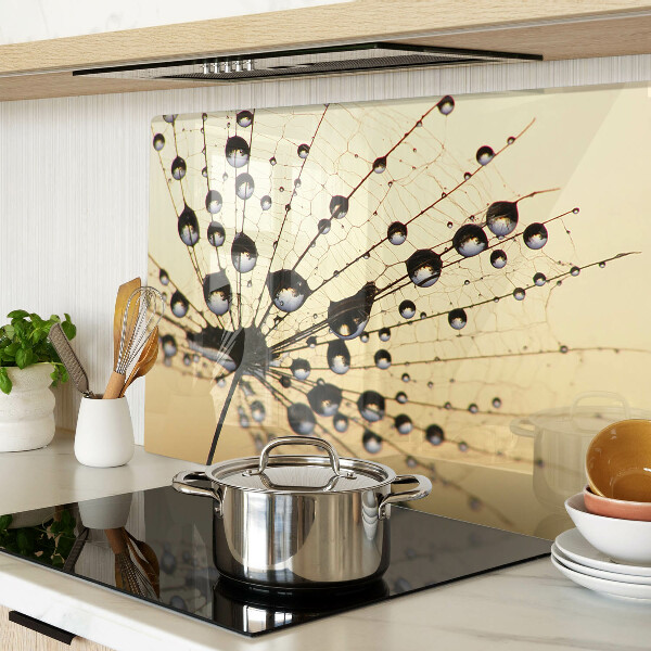 Schneidebrett mit Motiv von Wassertropfen auf einem Spinnennetz