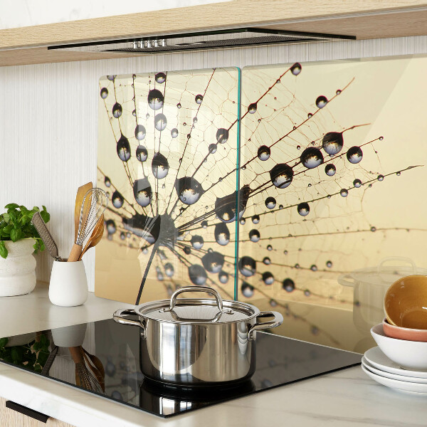 Schneidebrett Wassertropfen auf einem Spinnennetz