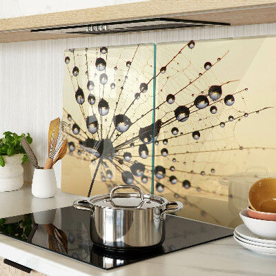 Schneidebrett mit Motiv von Wassertropfen auf einem Spinnennetz