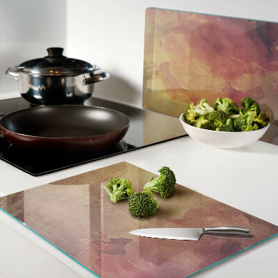 Schneidebrett glas Blumenmotiv in Pastellfarben