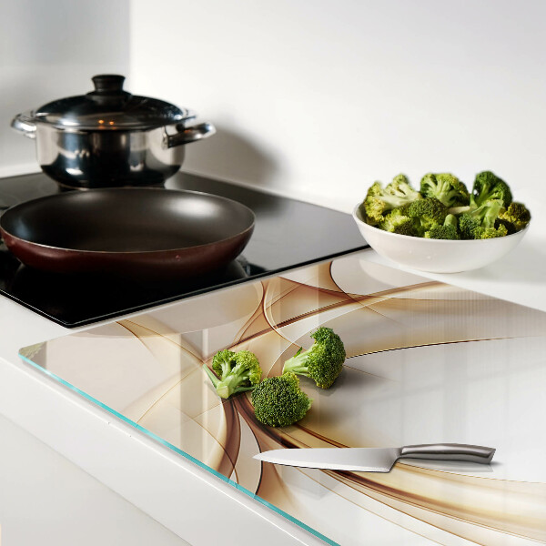 Schneidebrett glas Abstrakte Wellen in Beigetönen