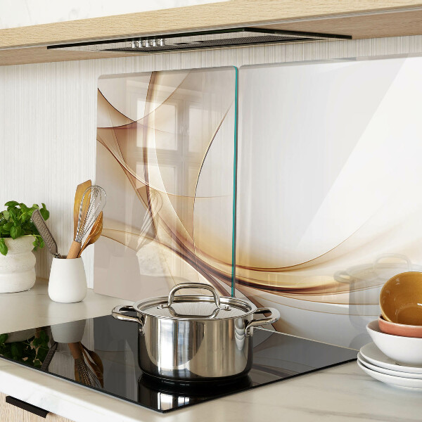 Schneidebrett Glas mit abstraktem Wellenmuster in Beigetönen