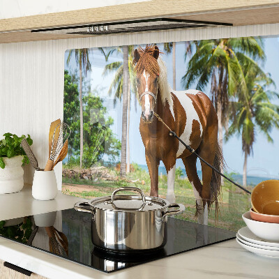 Schneidebrett glas Ein Pferd vor Palmen im Hintergrund