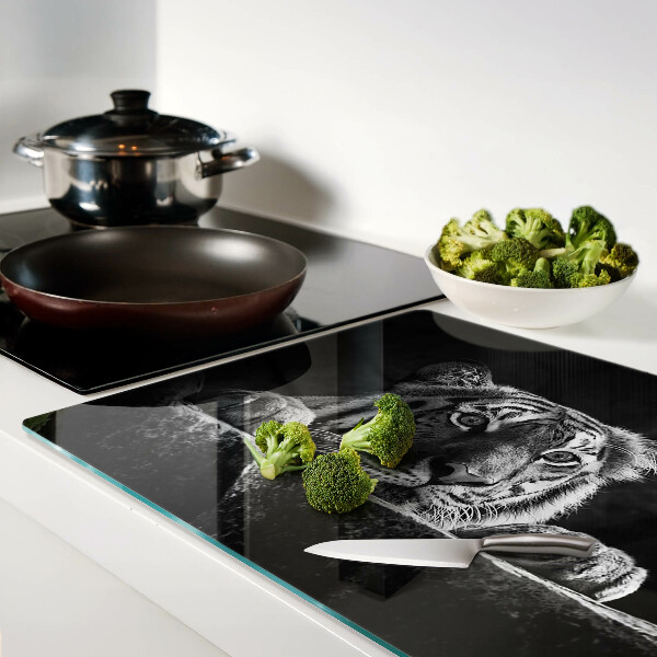 Schneidebrett Tiger im Schwarz-Weiß-Stil