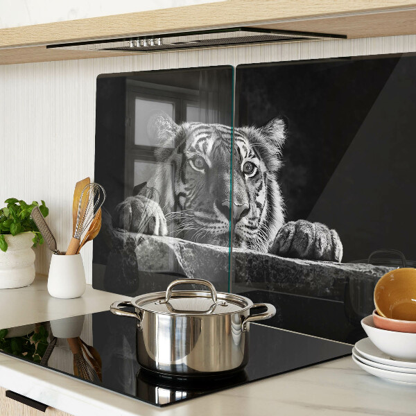 Schneidebrett Tiger im Schwarz-Weiß-Stil