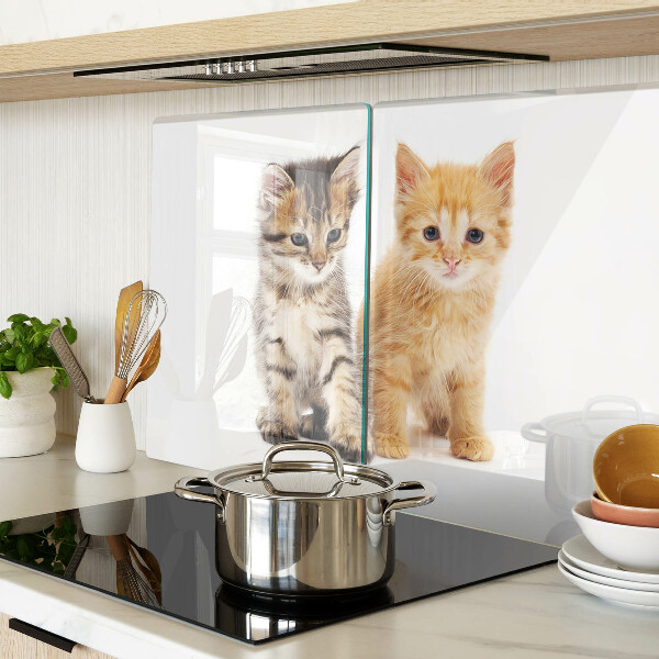 Schneidebrett Glas mit Katzenmotiv auf weißem Hintergrund