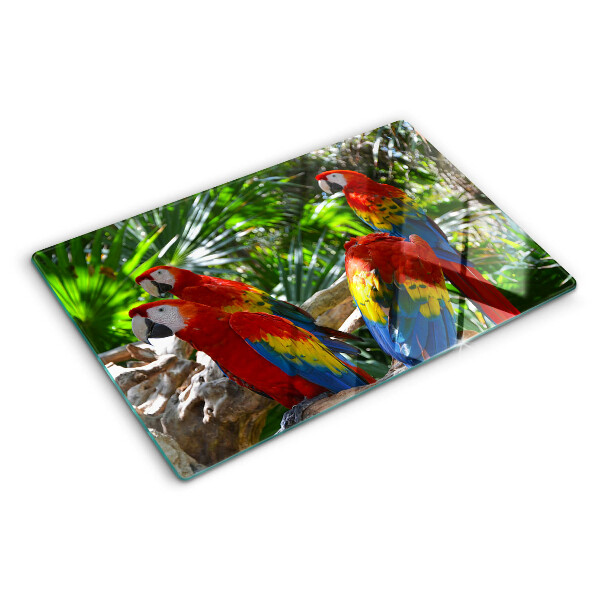 Glas schneidebrett Papageien in einer tropischen Umgebung