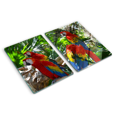 Glas schneidebrett Papageien in einer tropischen Umgebung